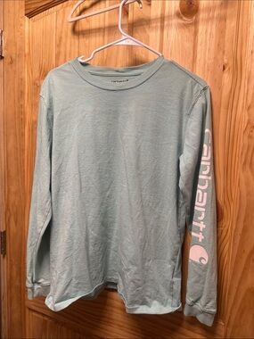 Carhartt Long Sleeve Tee in Light Mint Green with White Logo